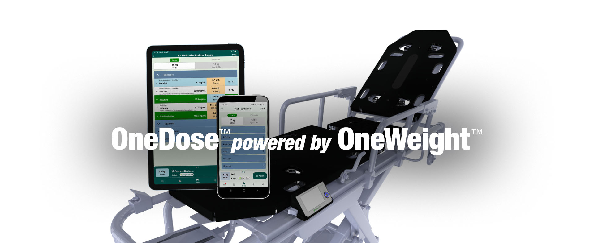 Image of Hinckley Medical’s OneDose EMS App and OneWeight Gurney Scale