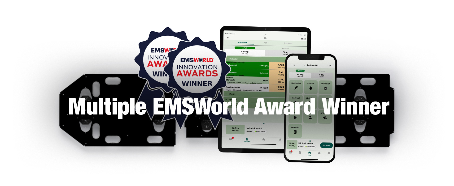 Image of the EMS World Innovation Awards for Hinckley Medical’s EMS protocol app and gurney scale